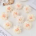 Artificial velvet rose flower heads faux rose bulk for DIY wedding craft decoration 8cm - Champagne Pink