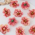 Cabezas de flores artificiales de crisantemo rosa para coronas hechas a mano DIY, sombreros, accesorios. - Rojo Anaranjado