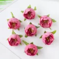 Künstliche rosa Rosen Teeblüten Köpfe für Blumenkranz und Geschenkschachtel Basteln. - Fuchsia