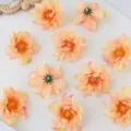 Cabezas de flores artificiales de seda para manualidades, coronas florales y accesorios para el pelo. - Amarillo