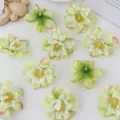 Flores de crisantemo artificiales cabezas de flores de seda verde para accesorios de cabello DIY - Verde