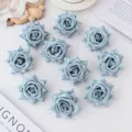 Blue Velvet Artificial Rose Flower Heads 8cm DIY Craft Wedding Party Home Decoration - Blue