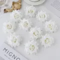 White artificial rose flower heads 8cm DIY wedding bouquet decoration craft floral supply - White