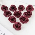 Têtes de roses artificielles bordeaux fausses roses en tissu mariage boîte cadeau 4cm - Bordeaux