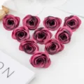 Têtes de roses en soie artificielle 4cm fausses fleurs pour mariage DIY boîtes cadeaux déco - Fuchsia