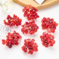 Artificial silk hydrangea flower heads for DIY crafts, hair accessories, and wedding decoration. - Red
