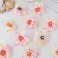 Flores artificiales de crisantemo de seda rosa para accesorios de cabello hechos a mano DIY. - Blanco Rosa