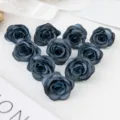 Têtes de roses artificielles bleues 4cm pour boîte cadeau DIY décoration mariage - Bleu Encre