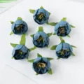 Künstliche blaue Rosenblüten Köpfe, Vintage Teeblüte für DIY Kränze und Geschenkbox Dekor. - Dunkelblau