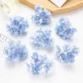 Blue artificial hydrangea flower heads for DIY crafts, hair accessories and wedding decor. - Blue