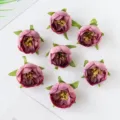Künstliche Rosen Teeblumen Blütenköpfe Vintage Seidenblumen Dekor für Kränze 7 Stücke - Fuchsie