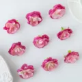 Kunstzijden rozen bloemhoofdjes voor handgemaakte haaraccessoires huwelijksdecoratie knutselen - Rozerood