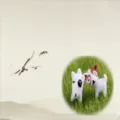 Mini resin dog figurines for micro landscape DIY crafts, cute desktop decor and fairy garden. - White Puppy with Black Eyes (1 Pc)