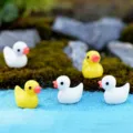Mini resin yellow and white duck figurines set for micro landscape garden decoration ornaments - Little White Duck - 1 Piece