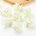 Artificial Hydrangea Flower Heads Silk Flowers DIY Hair Accessories Craft Floral Decor - Green/White