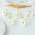 Flores artificiales de seda blanca accesorios para el cabello DIY tocado decoración - Blanco