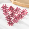 Artificial silk daisy flower heads dark pink fabric flowers for DIY crafts and wedding decor. - Red