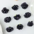 Dark purple artificial silk rose flower heads for wedding party and DIY crafts decor. - Black