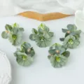 Cabezas de flores artificiales de tela verde para accesorios de cabello DIY y decoracion set - Verde Fruta