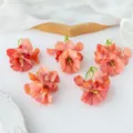 Flores artificiales de seda coral para accesorios de cabello DIY y decoracion boda. - Naranja