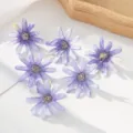 Purple artificial daisy silk flower heads for DIY crafts, wedding home decor accessories. - Light Purple