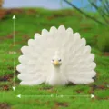 Cute white resin peacock figurine miniature for micro landscape, cake decoration and crafts. - No. 2 White Peacock with Retracted Head