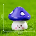 Mini purple mushroom figurine, cute cartoon micro landscape decoration desktop ornament. - No. 3 Blue Mushroom