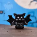 Cute Halloween bat miniature figurine, black ghost resin ornament for micro landscape decor. - Size 4