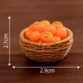 Miniature persimmon basket toy for desktop decor, resin simulation food, size 2.1x2.9cm. - No.4 Orange Red