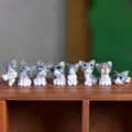 Cute mini grey cat figurines resin micro landscape ornaments cartoon desktop decor set - Grey Cheese Cat - 1 Random (1 of 8)