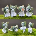 Mini green cat resin figurines set, cute cartoon micro landscape desktop home decor items. - Green Cheese Cat (1 Piece Randomly Selected from 8)
