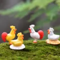 Miniature resin chicken figurines for micro landscape decoration and fairy garden crafts. - Yellow Rooster - 1 Piece - Approx. 2.6x2.6cm