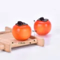 Miniature resin persimmon ornament, cute dollhouse food play fruit model for desktop decor. - Persimmon
