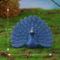 Blue resin peacock figurine for miniature landscape, cute animal decor, 4.5x6.2cm. - No. 5 Blue Open Tail