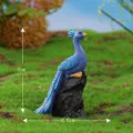 Mini resin peacock figurine micro landscape ornament for succulent plant decor 7cm tall - No. 7 Standing on Rockery, Blue