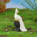 Mini white peacock resin figurine micro landscape succulent desktop decoration gift - No. 10 Standing Rockery White Looking Back
