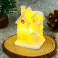 Mini glowing Christmas house desktop ornament, resin light-up festive decor variant. - Snow House G