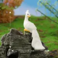 Cute white peacock miniature resin figurine for micro landscape DIY garden decor and cake topper. - No. 15 White Looking Back