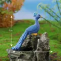 Resin Peacock Figurine Miniature Landscape Animal Ornament Cake Decor size 7x3.1cm - No. 17 Blue Looking Forward