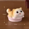 Cute resin cat miniature figurine ornament for desktop decor pink bowl variant. - No. 5 Lying on Pot Orange Cat
