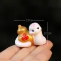 Statuetta serpente dello zodiaco carina con zuppa dorata e segno di benedizione, decorazione. - Serpente bianco della fortuna (confezione semplice)