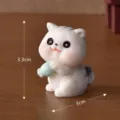Cute mini cat figurine desktop ornament resin micro landscape cake car fish tank accessory - No. 7 Holding Ball Grey Cat