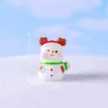 Mini Christmas snowman figurine with cute antlers and green scarf, resin DIY micro landscape prop. - No. 18 Snowman with Antlers