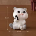 Cute cat figurine miniature resin ornament for micro landscape cake car decor 3.2cm - No. 8 Grey Cat with Sunflower Seed
