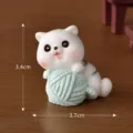 Mini resin white cat figurine playing with yarn ball, cute micro landscape desktop ornament. - No. 9 Gray Cat with Yarn Ball