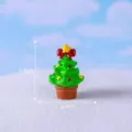 Miniature Christmas tree figurine ornament with star and bow, size 3.4x2.3cm for DIY decor. - No. 21 Potted Christmas Tree