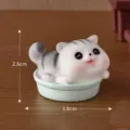 Cute miniature cat figurine resin ornament for micro landscape cake car decor fish tank - No. 10 Gray Cat Lying on Pot