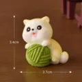 Cute resin cat figurine miniature ornament holding green yarn ball home desktop decor - No. 14 Yellow Cat with Yarn Ball