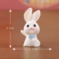 Cute resin rabbit miniature figurine ornament for micro landscape desktop decor and crafting. - Style 1 - Rabbit with Bow Tie
