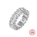 Anillo eternity de acero inoxidable 316 con circonitas cúbicas engastadas - Talla 6 / Color acero